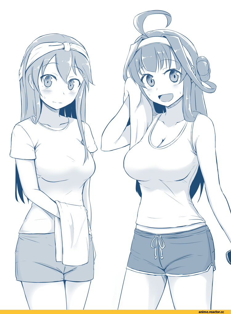 Kongou (Kantai Collection), Kantai Collection, shigure ryuunosuke, Monochrome (Anime), Large Breasts (Anime), Haruna (Kantai Collection), Anime