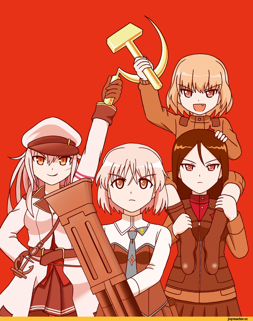 фэндомы, sanya v litvyak, Strike Witches Character, Katyusha, Girls und Panzer, Nonna, Gangut (Kantai Collection), Kantai Collection, hoshino banchou, crossover, Anime, Strike Witches