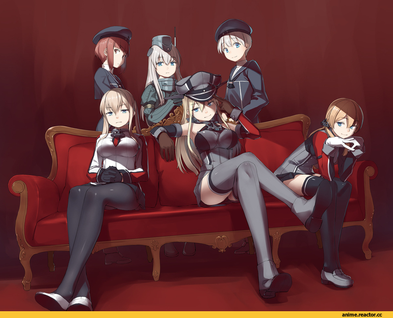 Anime Art, gahaku, Kantai Collection, Bismarck (Kantai Collection), Prinz Eugen (Kantai Collection), Graf Zeppelin, Z1 Leberecht Maass (Kantai Collection), Z3 Max Schultz (Kantai Collection), U-511 (Kantai Collection), Anime