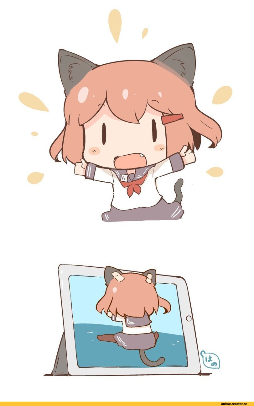 Kantai Collection, Ikazuchi, neko, Animal Ears, hanomido, Anime