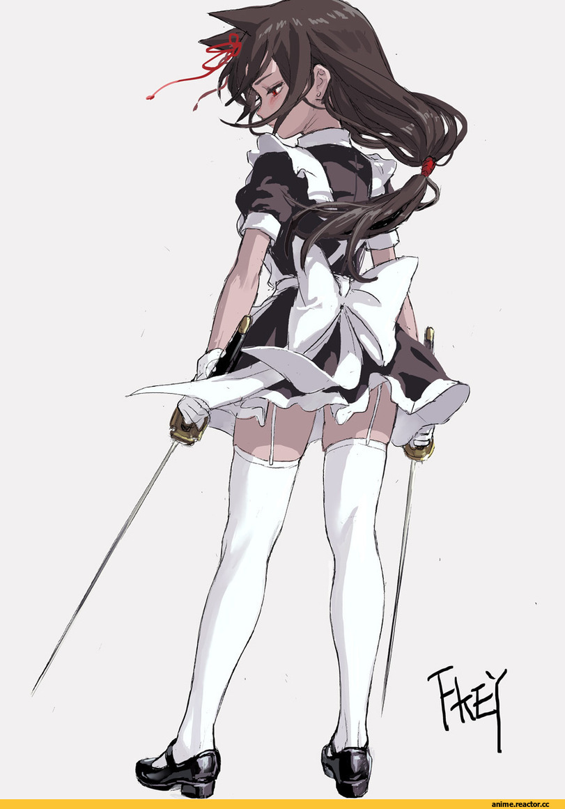 AO, Anime Art, FKEY, Maid, Anime Sketch, Animal Ears, Опасные Няшки, Anime Няши, Anime