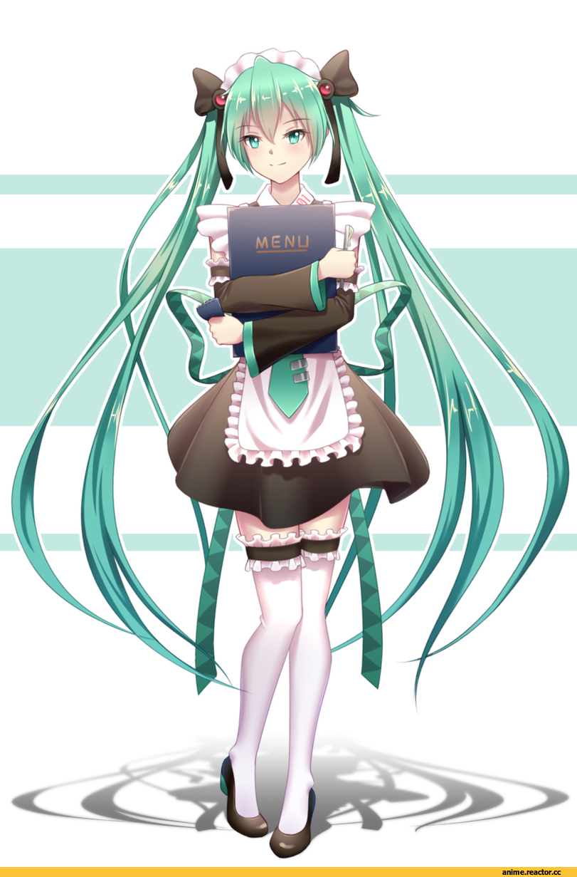 Hatsune Miku, Vocaloid, geduan, Maid, Anime
