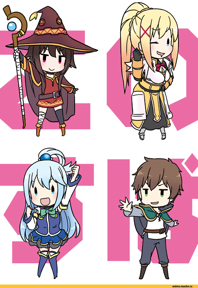 Megumin, KonoSuba, Aqua (KonoSuba), Kazuma Satou, Darkness (KonoSuba), artist, MIZUKI Maya, Anime