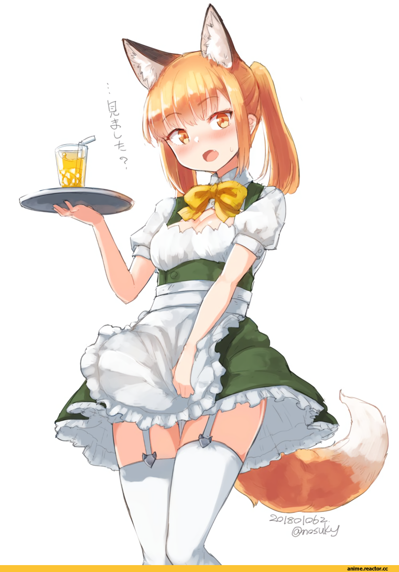 AO, Anime Art, Nosuku, Maid, Kitsune, Animal Ears, Anime