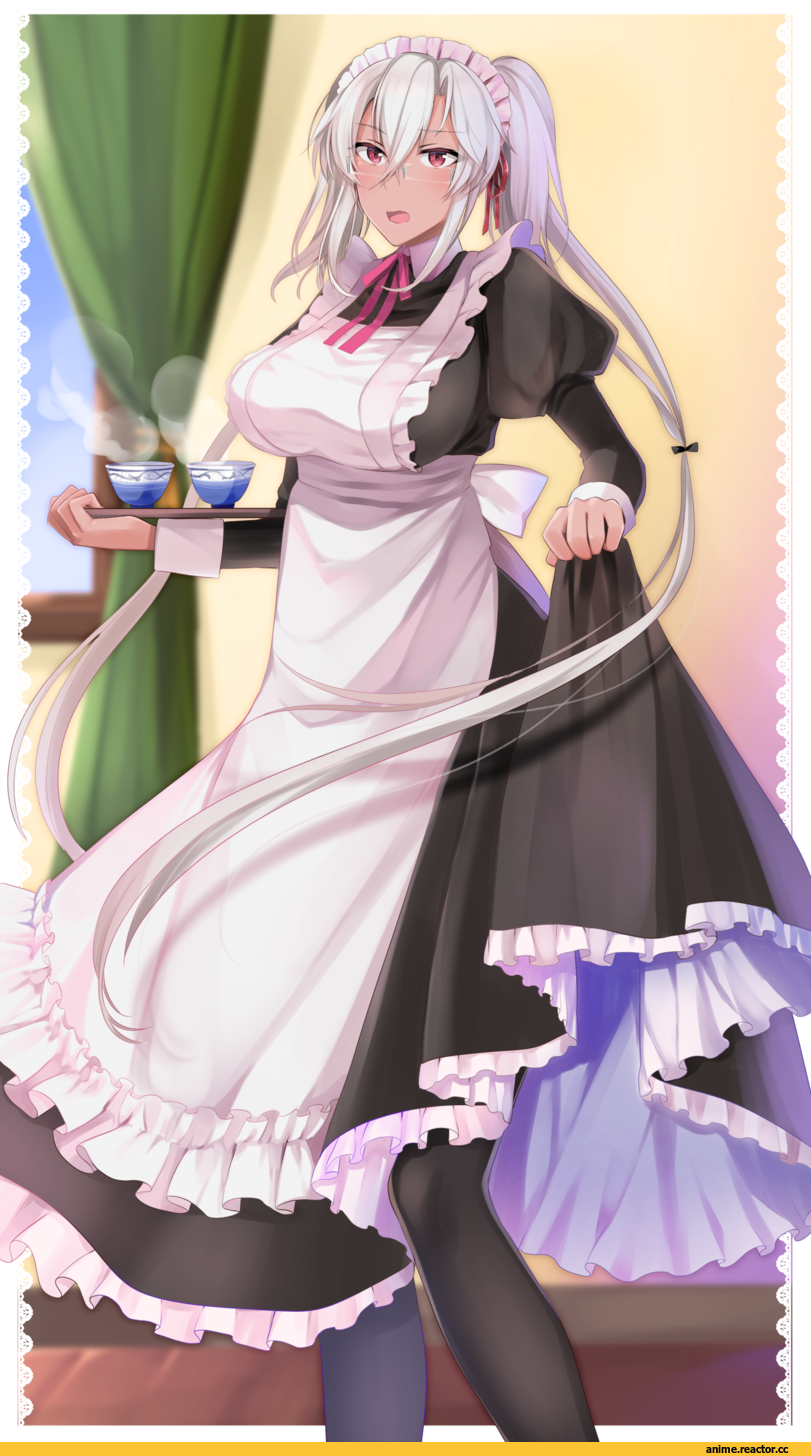 yunamaro, musashi, Kantai Collection, Maid, Megane, Anime