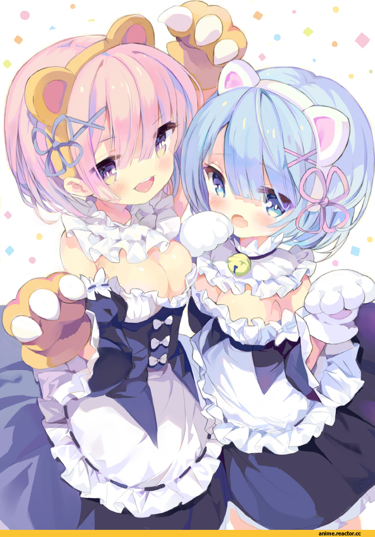 Re Zero Kara Hajimeru Isekai Seikatsu, Rem (re zero), Ram (Re Zero), Kumamimi, Animal Ears, nekomimi, Youm, Anime