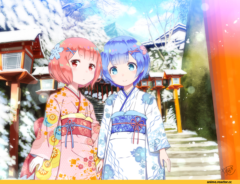 Re Zero Kara Hajimeru Isekai Seikatsu, Rem (re zero), Ram (Re Zero), Yasuyuki, kimono, Anime