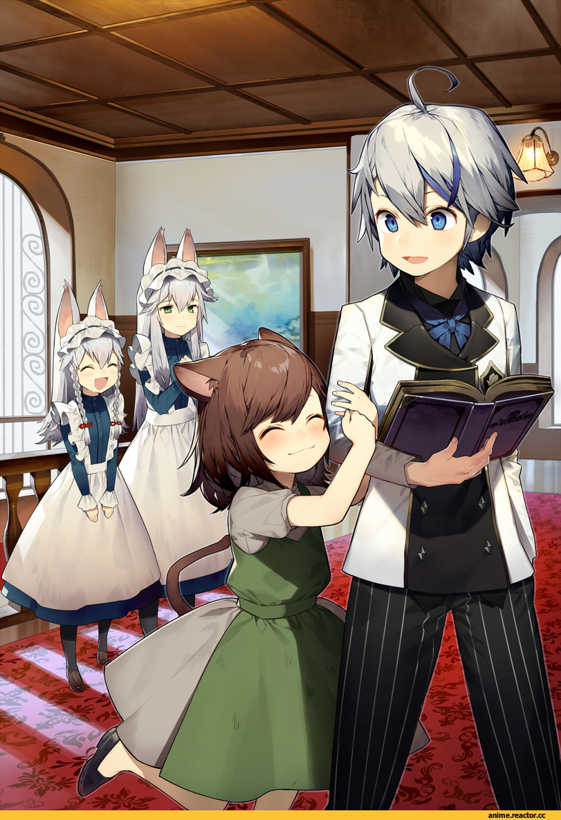 Anime Art, misoni comi, neko, Animal Ears, Maid, Anime