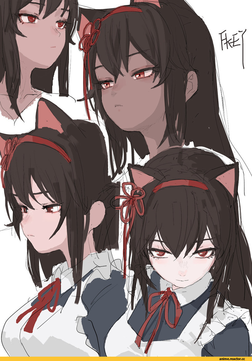 Maid, art, FKEY, Anime Art, Animal Ears, AO, Anime