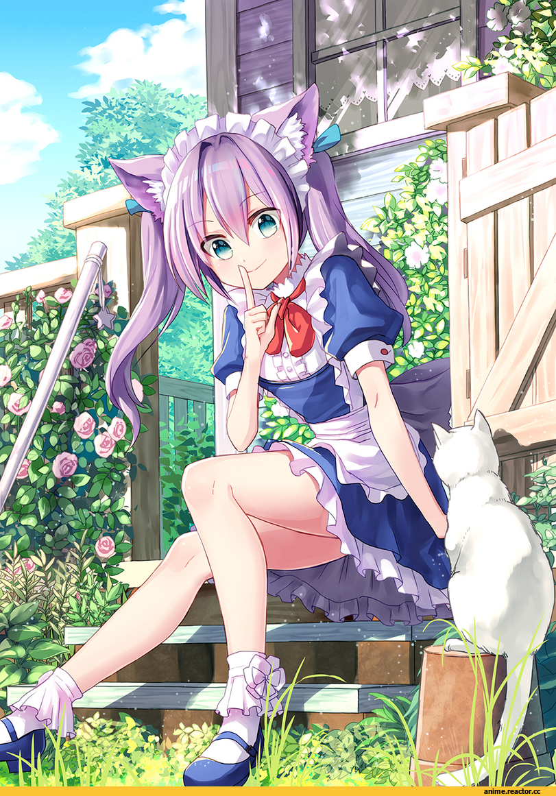 Anime Art, coconat summer, neko, Animal Ears, Maid, Anime