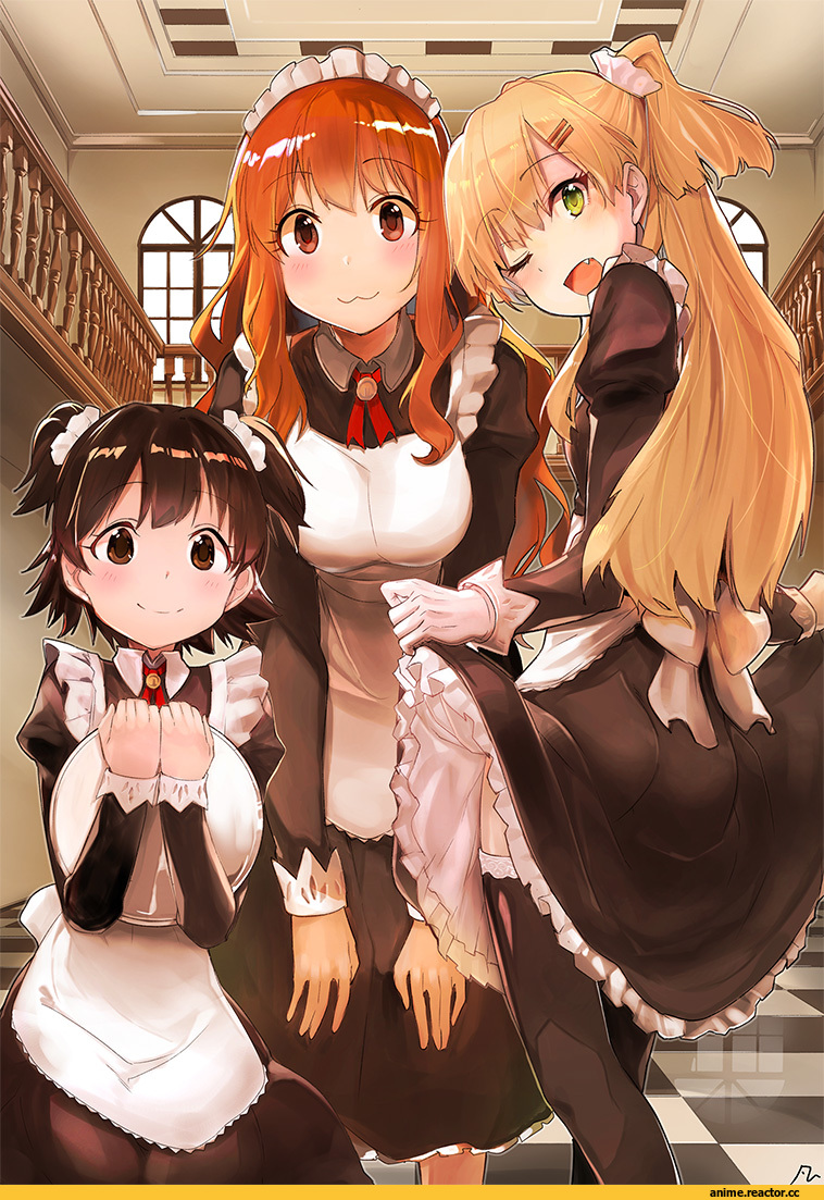 Idolmaster, Akagi Miria, Jougasaki Rika, Moroboshi Kirari, yanngoto, Maid, Anime