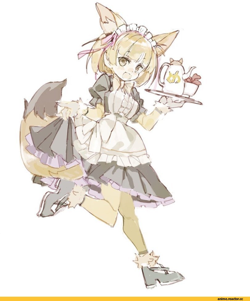 Fennec (Kemono Friends), Kemono Friends, Maid, Anime Art, konabetate, Anime