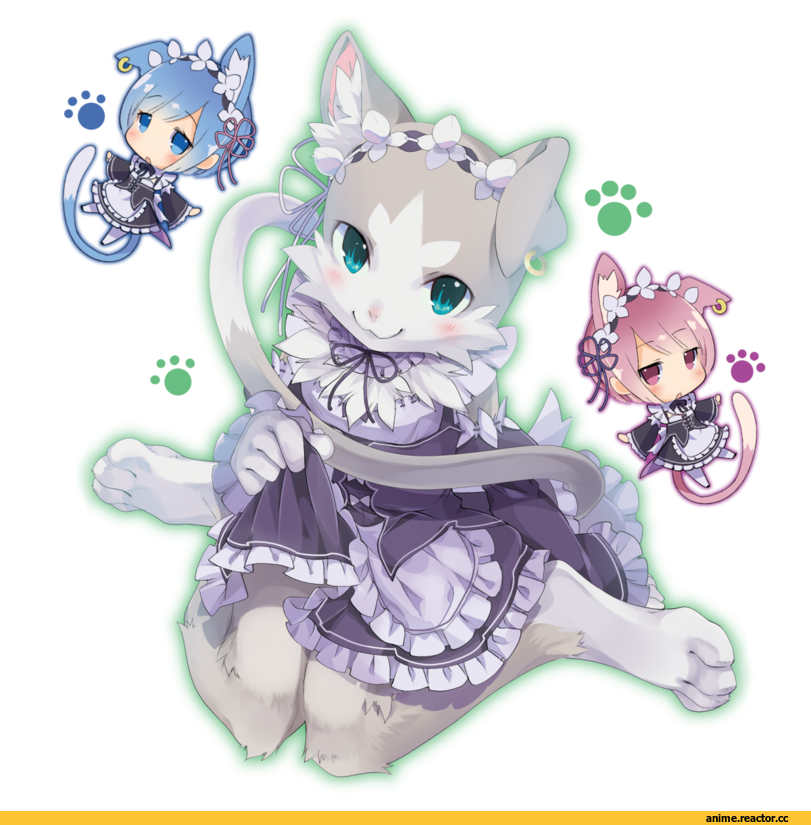 Re Zero Kara Hajimeru Isekai Seikatsu, Pack (re zero), Rem (re zero), Ram (Re Zero), Animal Ears, nekomimi, transpot nonoko, Anime