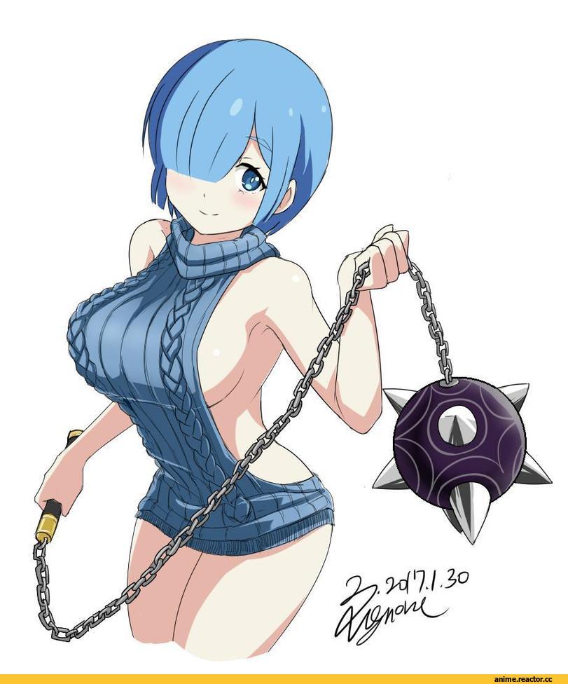 Re Zero Kara Hajimeru Isekai Seikatsu, Rem (re zero), stvfu, Virgin Killer Sweater, Anime