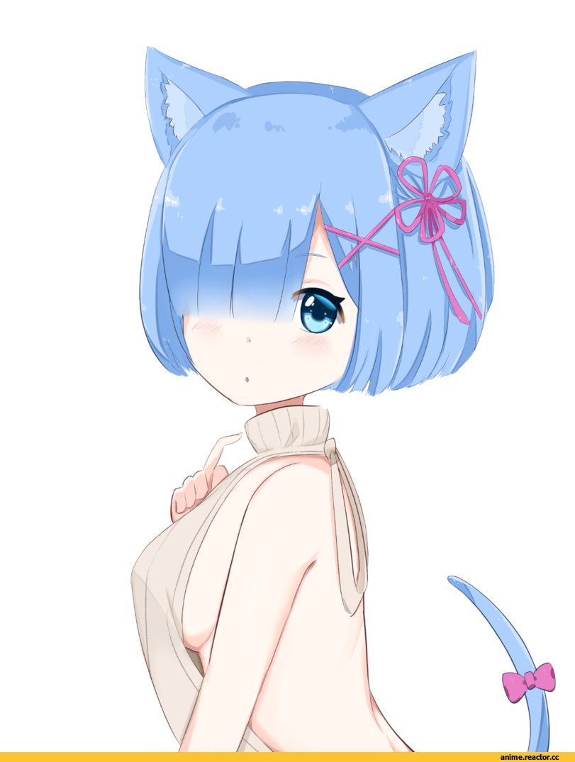 Re Zero Kara Hajimeru Isekai Seikatsu, Rem (re zero), Animal Ears, nekomimi, Virgin Killer Sweater, Anime