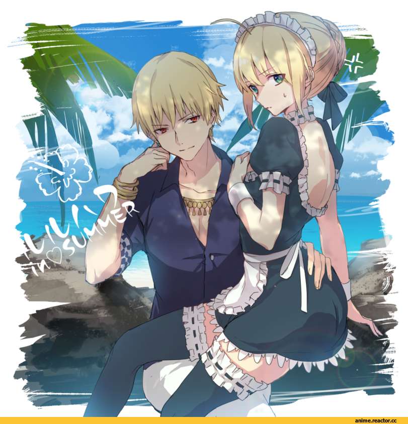 Saber Alter, Fate/Stay Night, Fate (series), Gilgamesh (Fate), vivivivi, Maid, Anime