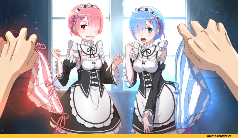 KonoSuba, Re Zero Kara Hajimeru Isekai Seikatsu, Ram (Re Zero), Rem (re zero), crossover, huyase, Anime