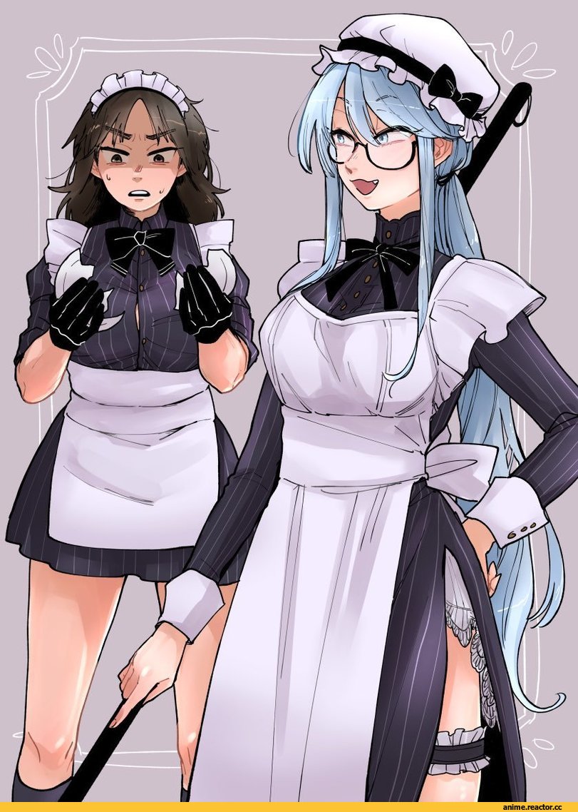 Girls und Panzer, Maid, Megane, Flint (girls und panzer), Murakami (girls und panzer), hao (udon), Anime
