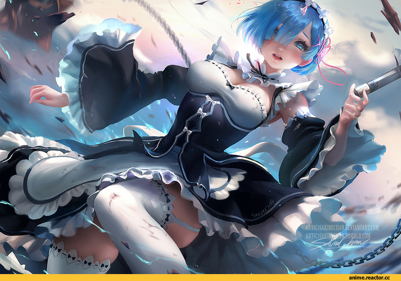Sakimichan, artist, Rem (re zero), Re Zero Kara Hajimeru Isekai Seikatsu, Anime