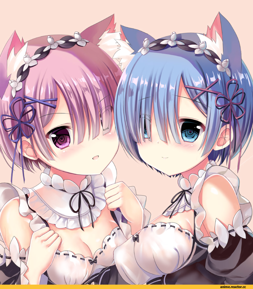 Re Zero Kara Hajimeru Isekai Seikatsu, Nasu Hanahana, Rem (re zero), Ram (Re Zero), Animal Ears, nekomimi, Anime