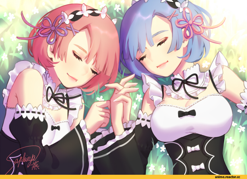 Re Zero Kara Hajimeru Isekai Seikatsu, Ram (Re Zero), Rem (re zero), saphirya, Anime
