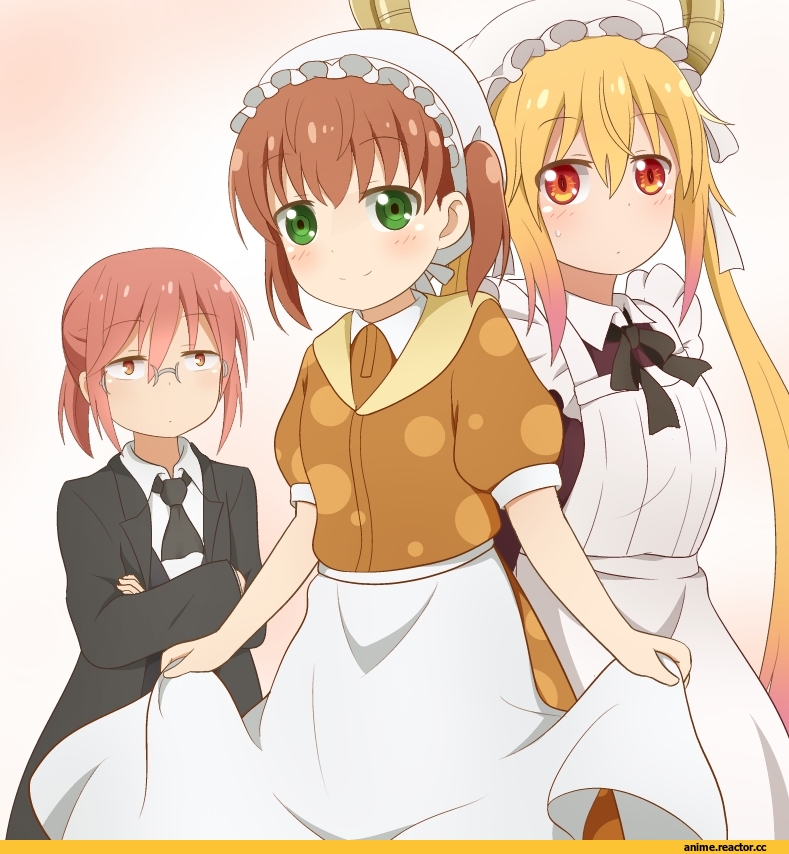 Kobayashi-san Chi no Maid Dragon, Kobayashi (MaiDragon), saikawa sanae, Tooru (MaiDragon), nuts tuna, Maid, Anime