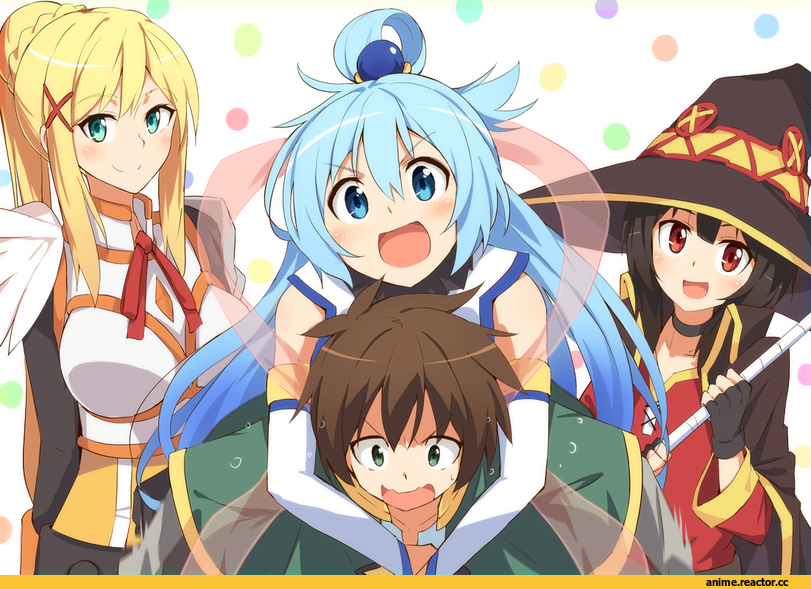 KonoSuba, Aqua (KonoSuba), Darkness (KonoSuba), Megumin, Kazuma Satou, artist, tomato (lsj44867), Anime Art, Anime