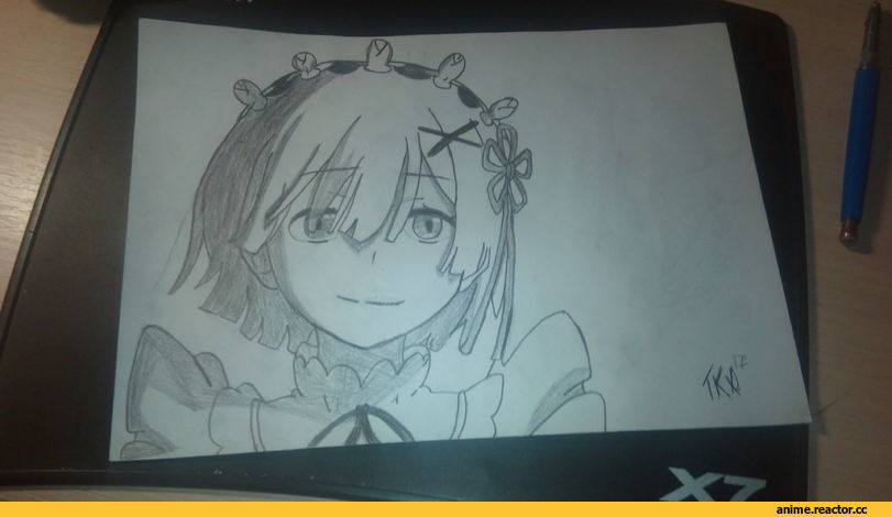 Re Zero Kara Hajimeru Isekai Seikatsu, REM, карандашом, Rem (re zero), Anime