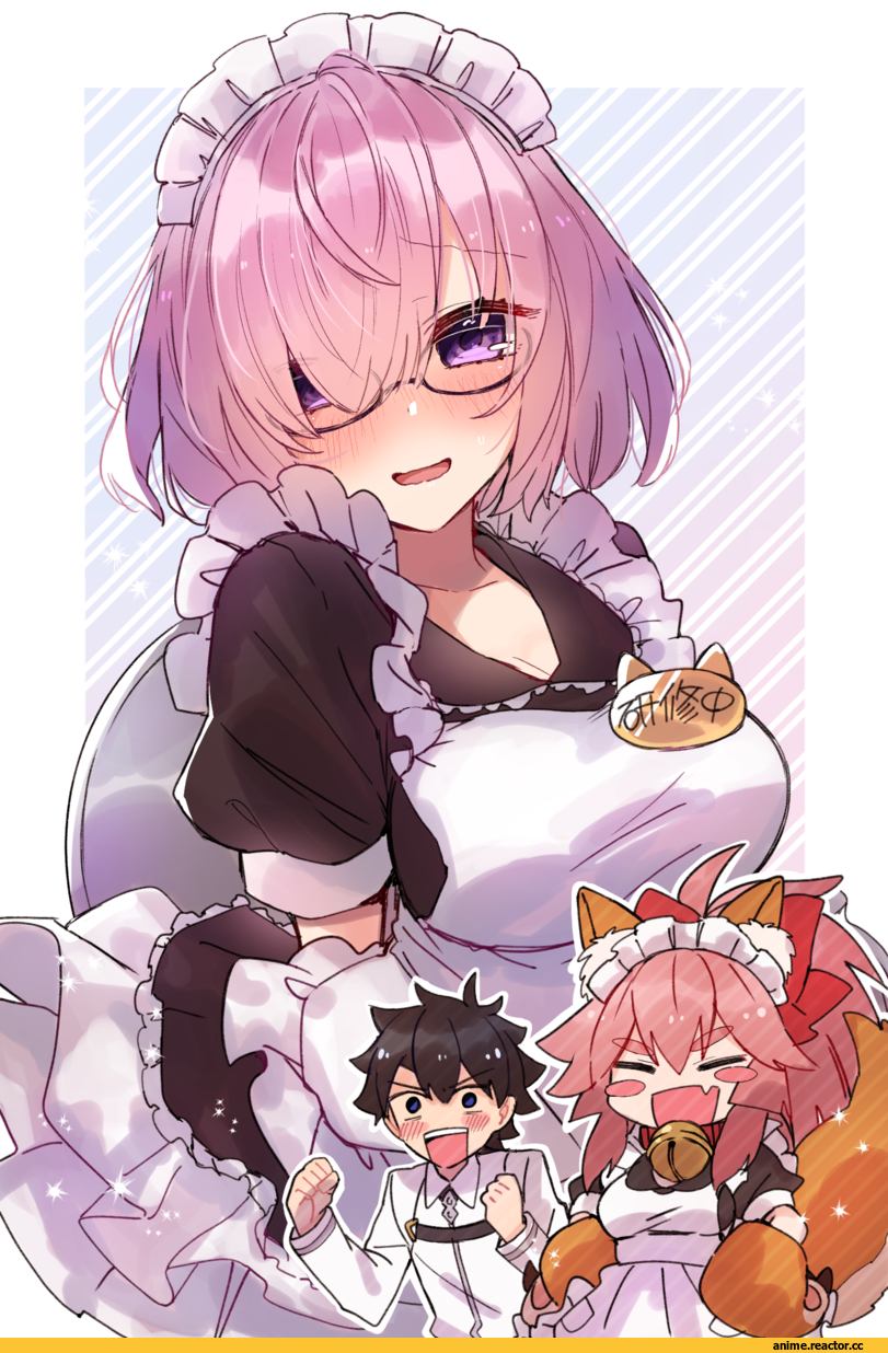 Mash Kyrielight, Fate/Grand Order, Fate (series), Tamamo Cat (Fate/grand order), fujimaru ritsuka (male), Maid, wasa (pixiv29582664), Megane, Anime