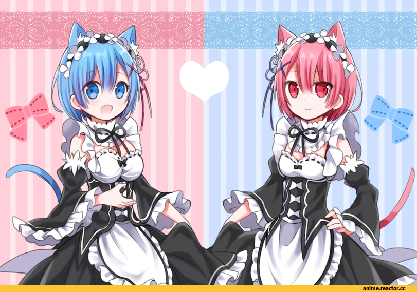 Re Zero Kara Hajimeru Isekai Seikatsu, Ram (Re Zero), Rem (re zero), Animal Ears, nekomimi, ye xian, Anime