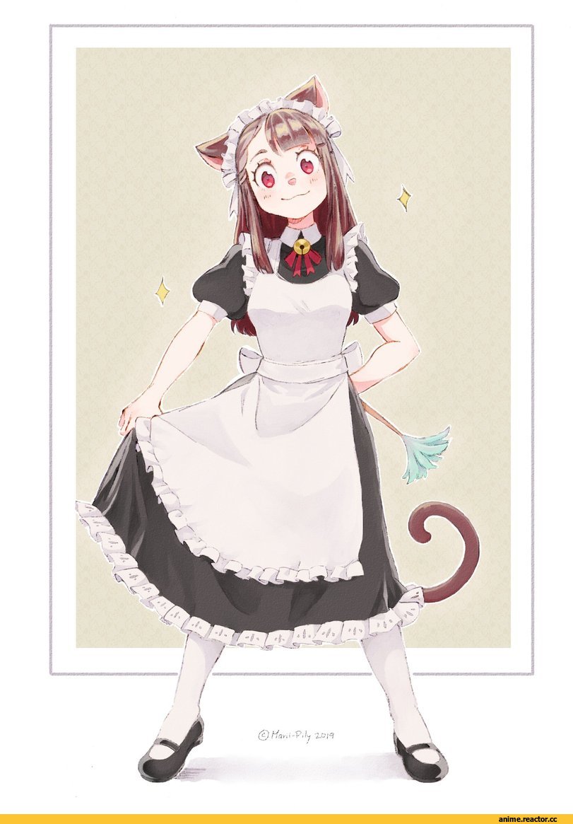 Little Witch Academia, Akko Kagari, marii pily, neko, Animal Ears, Maid, Anime