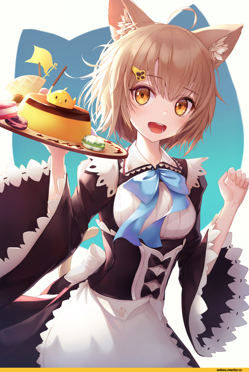 AO, Anime Art, nekomimi, Animal Ears, Maid, h2o (dfo), Anime