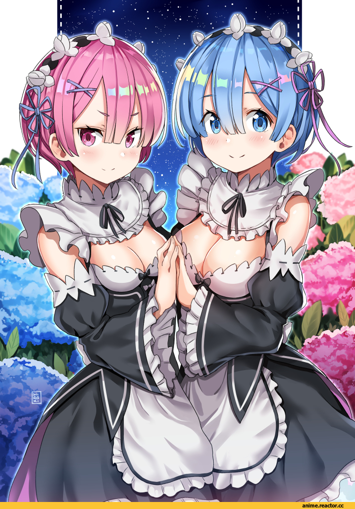 Re Zero Kara Hajimeru Isekai Seikatsu, Rem (re zero), Ram (Re Zero), hiroki (hirokiart), Anime