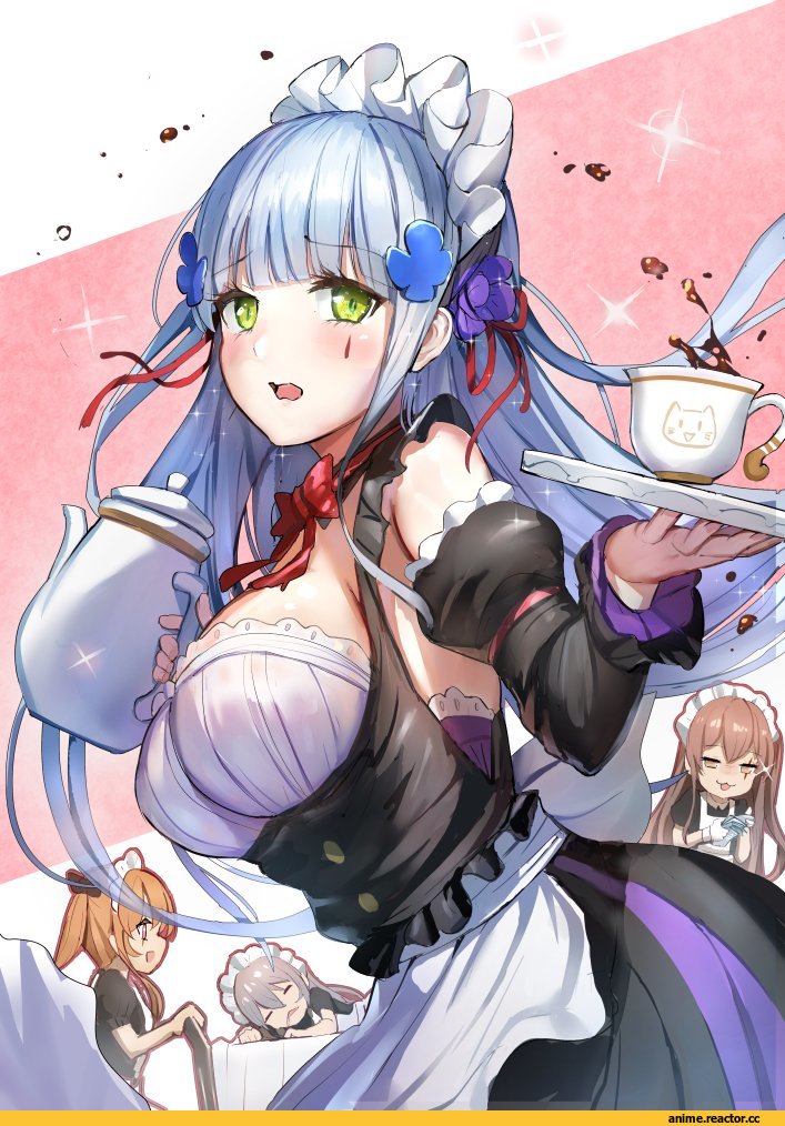 Anime Art, G11 (Girls Frontline), Girls Frontline, HK416 (Girls Frontline), UMP45 (Girls Frontline), UMP9 (Girls Frontline), qian wu atai, Maid, Anime