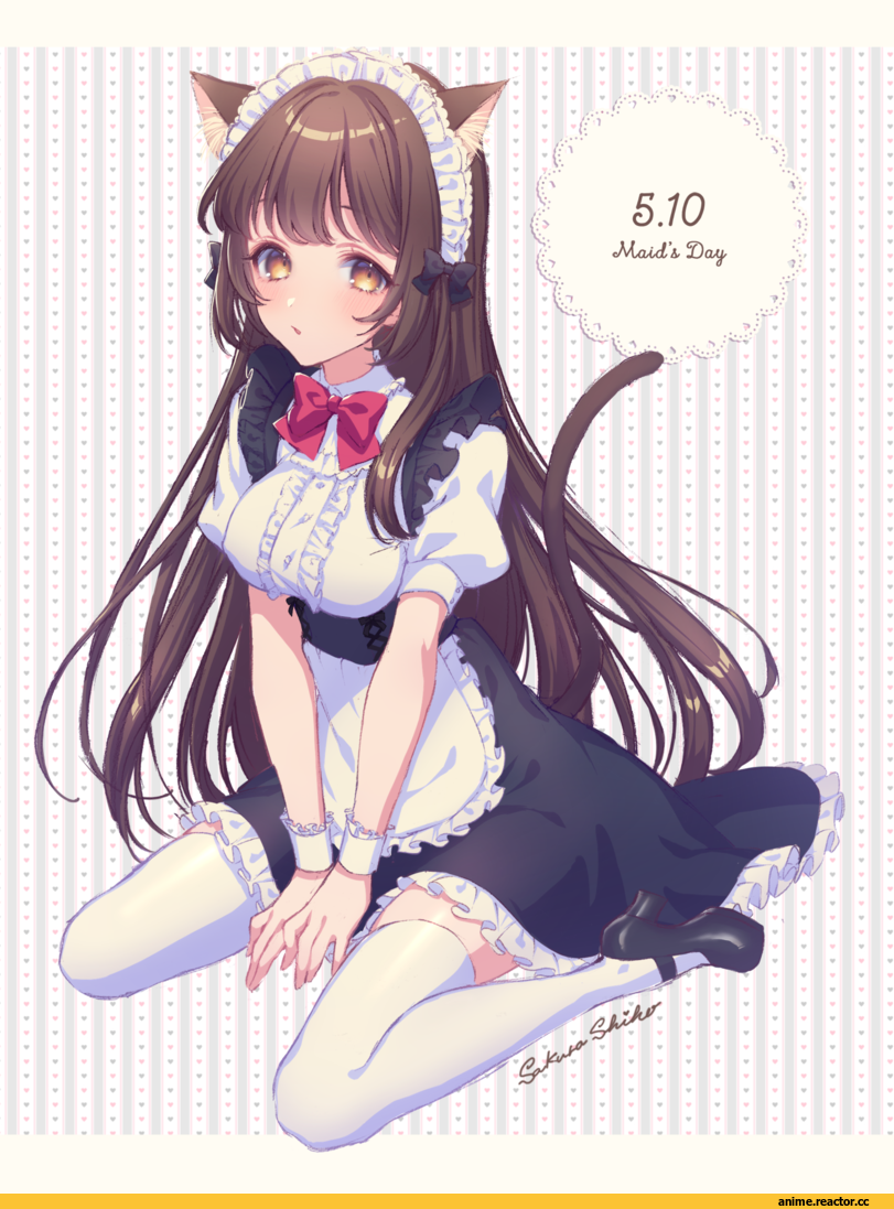 sakura shiho, AO, Anime Art, nekomimi, Animal Ears, Maid, Anime