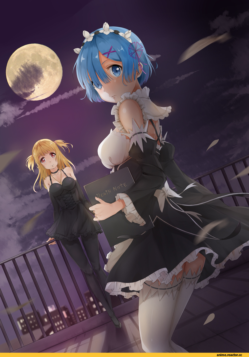 Misa Amane, Тетрадь смерти, Rem (re zero), Re Zero Kara Hajimeru Isekai Seikatsu, sukai makatsu, crossover, Anime