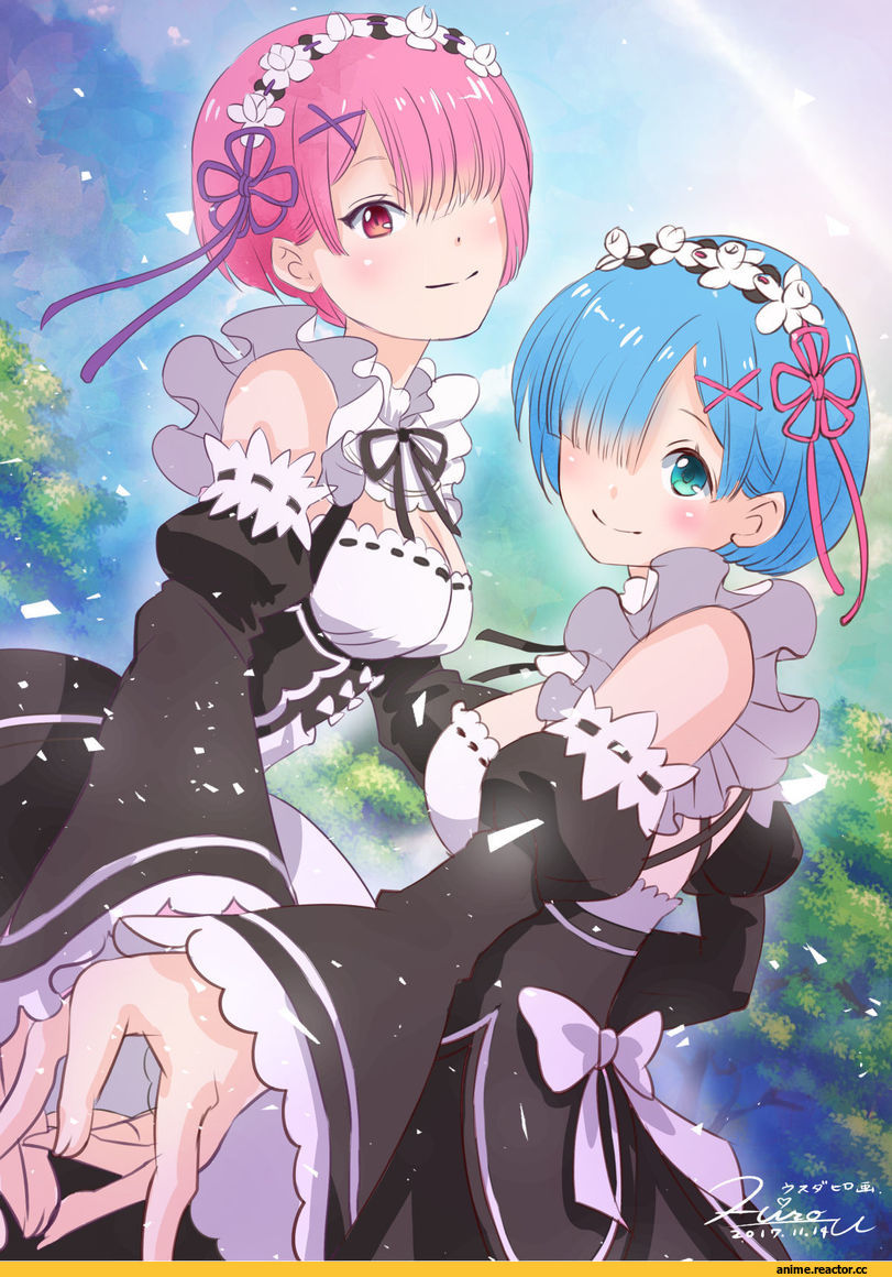 Re Zero Kara Hajimeru Isekai Seikatsu, Rem (re zero), Ram (Re Zero), usuda hiro, Anime