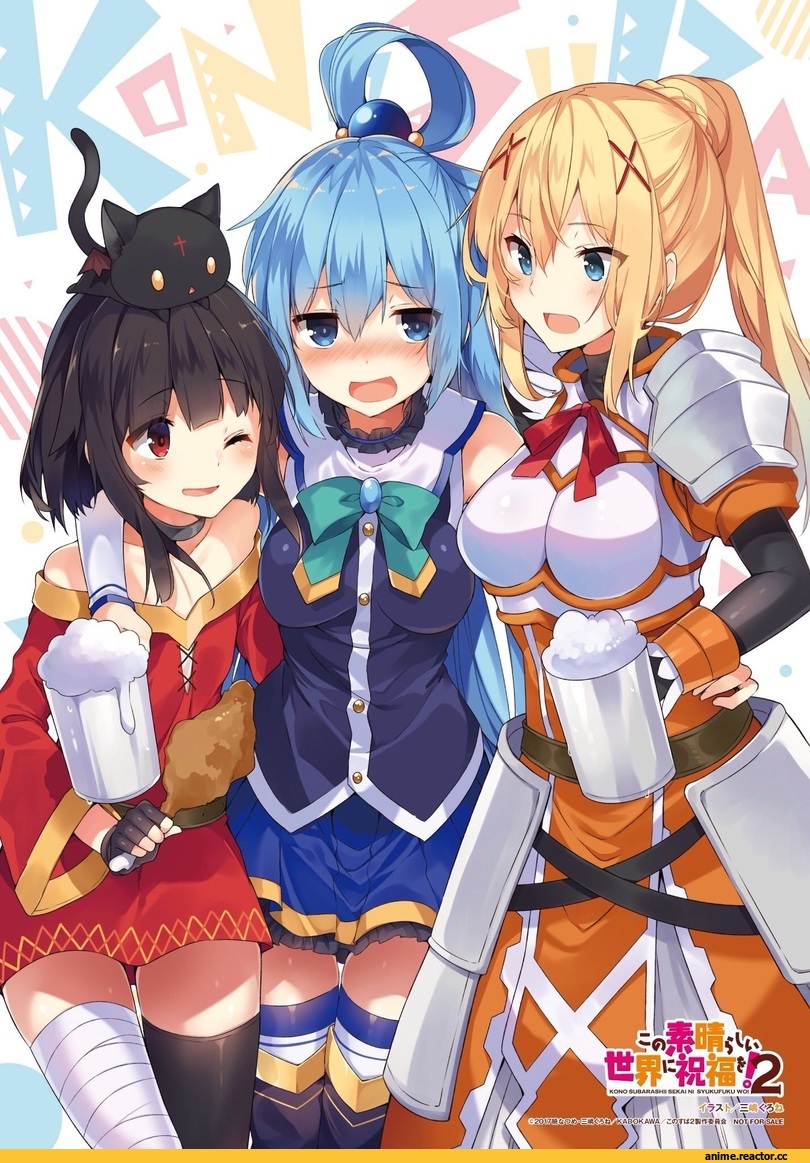 KonoSuba, Aqua (KonoSuba), Megumin, Darkness (KonoSuba), Mishima Kurone, Anime Art, Anime