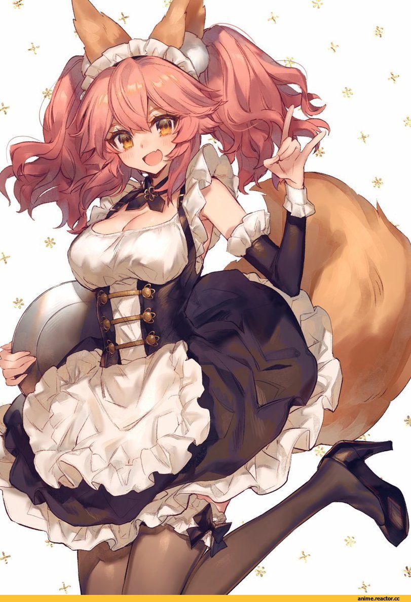 chocoan, Caster (Fate/Extra), Fate/Extra, Fate (series), Kitsune, Animal Ears, Maid, Anime