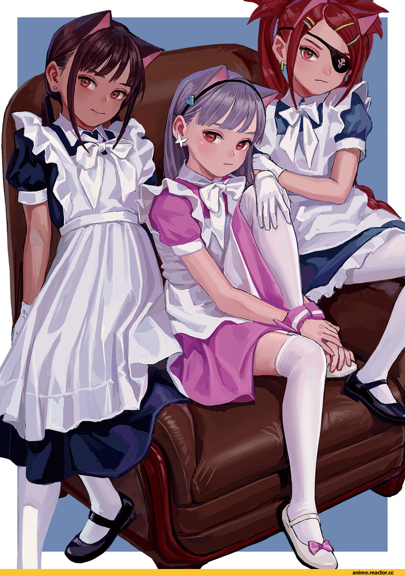 Anime Art, artist, FKEY, neko, Animal Ears, Maid, Anime