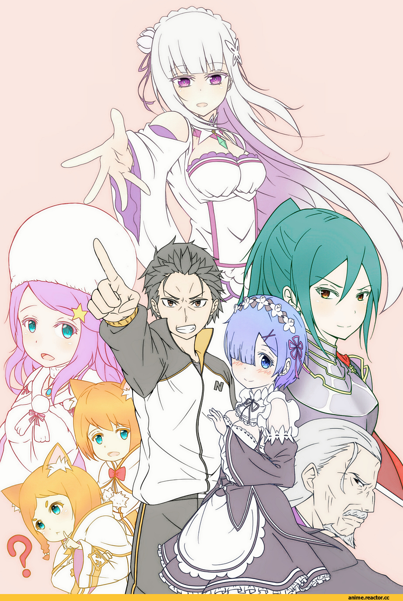 Re Zero Kara Hajimeru Isekai Seikatsu, Rem (re zero), Emilia (re zero), Anastasia Hoshin, Crusch Karsten, mimi pearlbaton, Hetaro Pearlbaton, Wilhelm van Astrea, inori, Anime