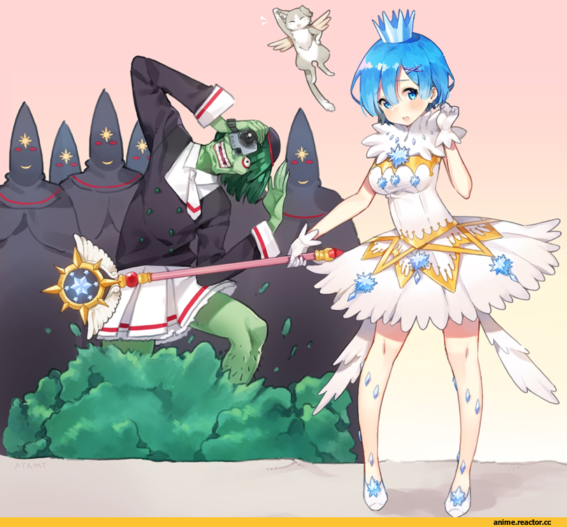 Ayami (Annahibi), Anime Art, Rem (re zero), Re Zero Kara Hajimeru Isekai Seikatsu, Pack (re zero), petelgeuse romaneeconti, Cardcaptor Sakura, crossover, Anime