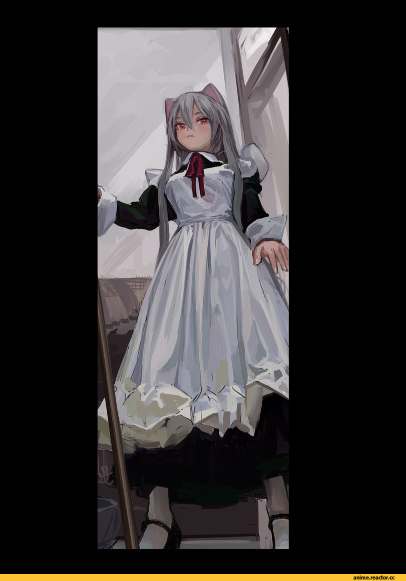 Anime Art, artist, FKEY, neko, Animal Ears, Maid, Anime