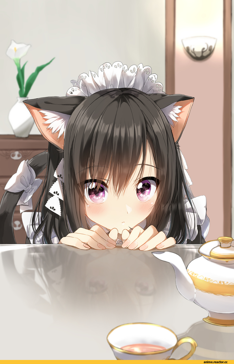 Anime Art, artist, pentagon (railgun ky1206), neko, Animal Ears, Maid, Anime