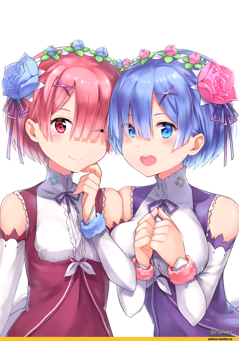 Re Zero Kara Hajimeru Isekai Seikatsu, Rem (re zero), Ram (Re Zero), rizihike, Anime