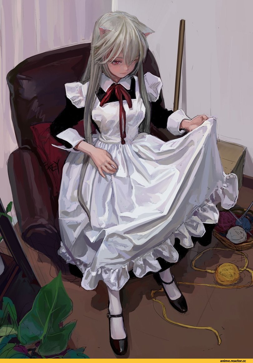 FKEY, Anime Art, artist, Animal Ears, Maid, Anime