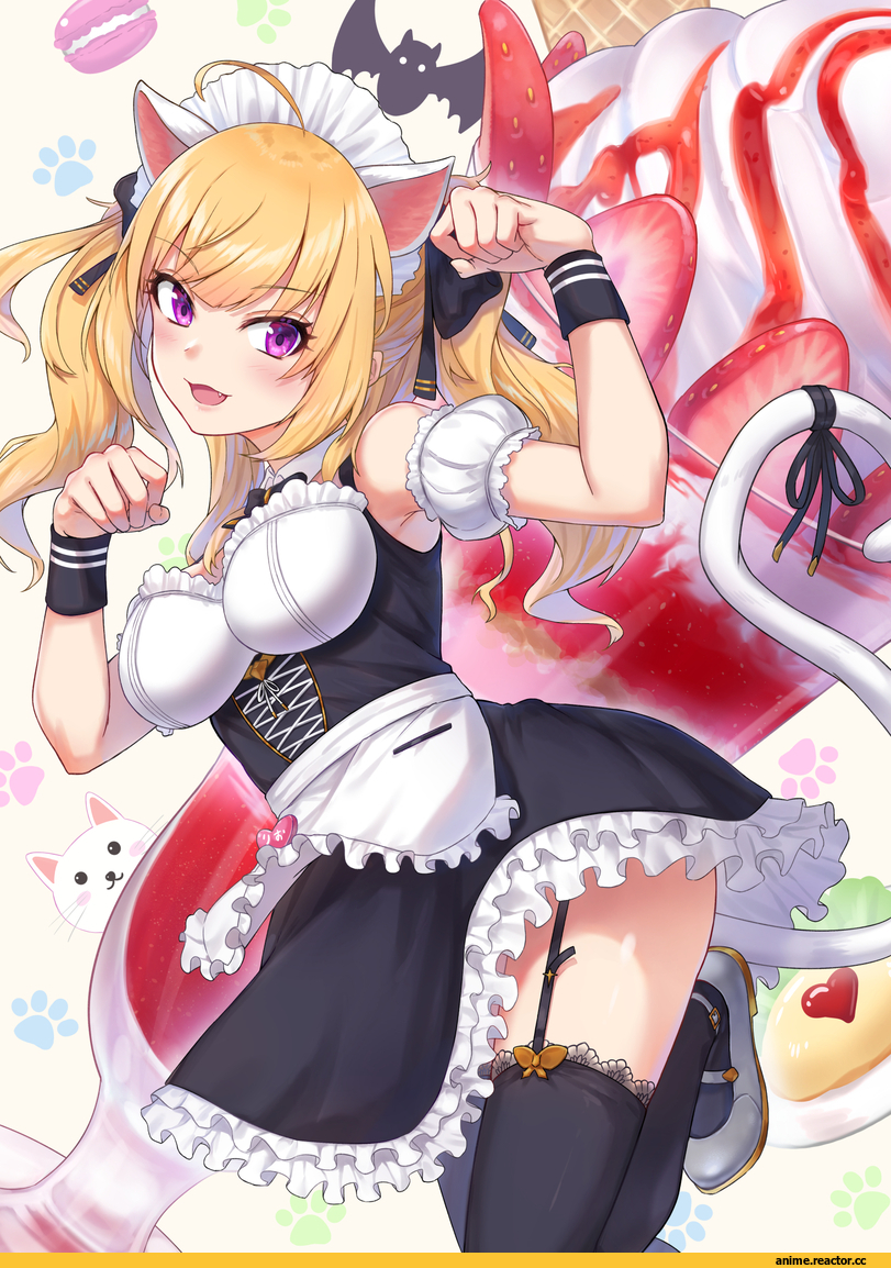 takamiya rion, Nijisanji, Virtual YouTuber, Maid, nekomimi, Animal Ears, gohei (aoi yuugure), Anime