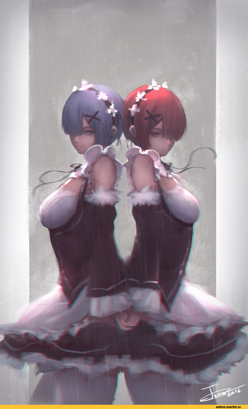 Re Zero Kara Hajimeru Isekai Seikatsu, juniu21, Rem (re zero), Ram (Re Zero), Anime Art, Anime