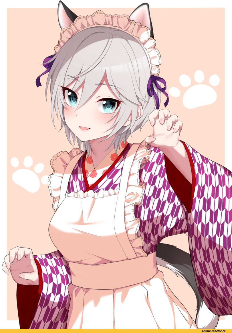 Anastasia (Idolmaster), Idolmaster, nekomimi, Animal Ears, Maid, Go-1, Anime Art, artist, Anime