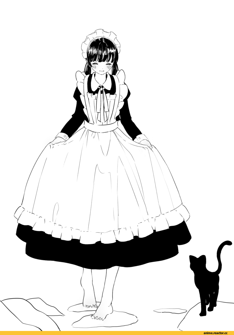 Anime Art, artist, shii (kairi-t-k0317), Monochrome (Anime), Maid, Anime